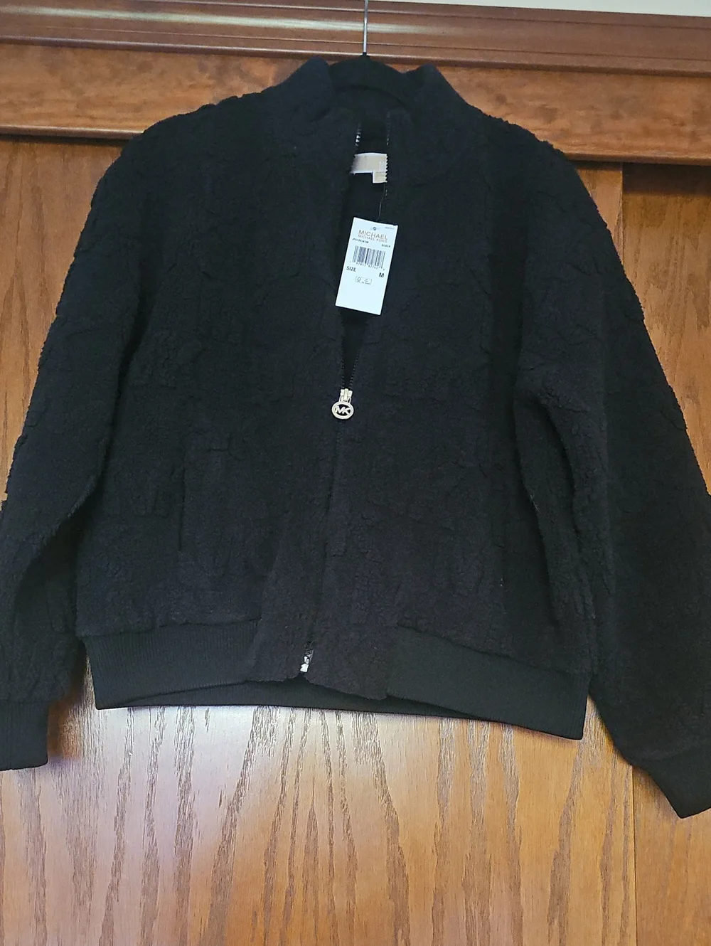 Michael Kors Black Logo Jacquard Sherpa Jacket